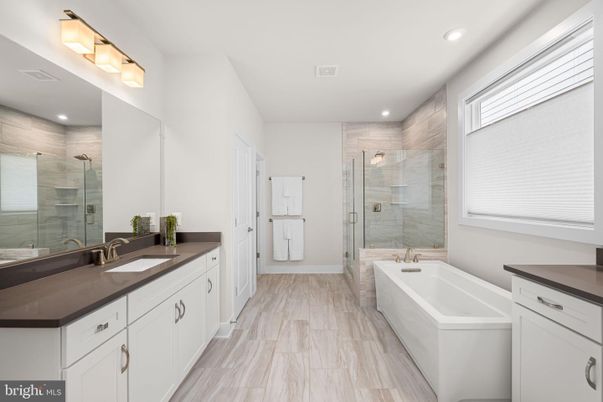 Bathroom, Dual Sink Vanities, Glass Shower, Interior, Recessed Lighting