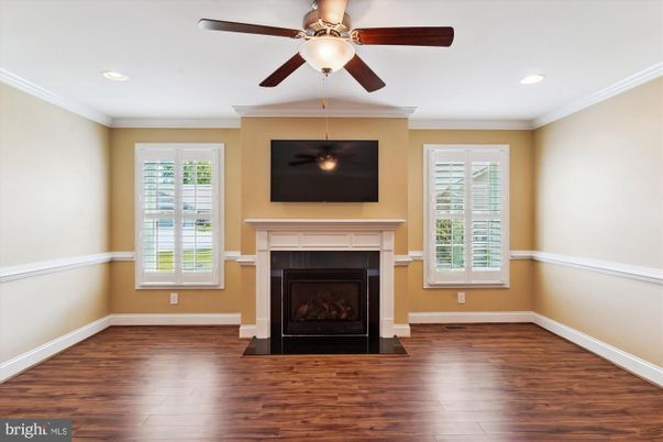 Empty room, Fireplace, Interior, Recessed Lighting, Wood Texture Flooring
