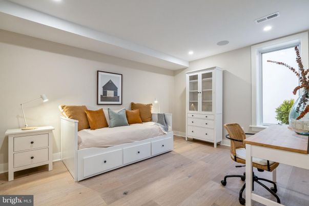 Bedroom, Home Office, Interior, Recessed Lighting, Wood Texture Flooring