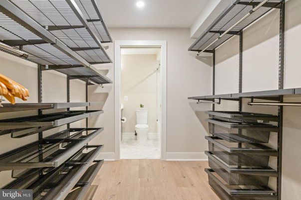 Bathroom, Interior, Recessed Lighting, Walk-in Closets, Wood Texture Flooring