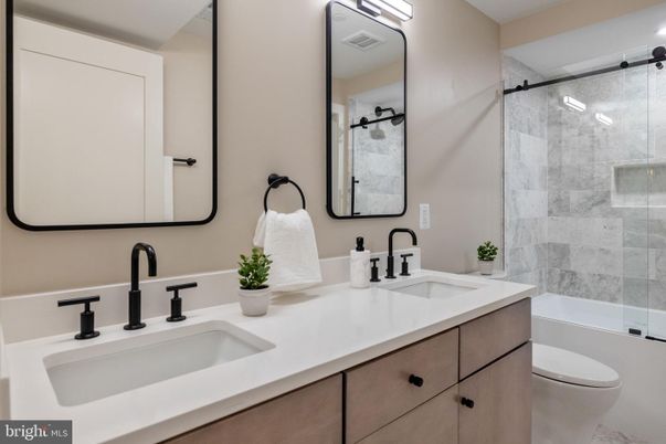 Bathroom, Dual Sink Vanities, Glass Shower, Interior