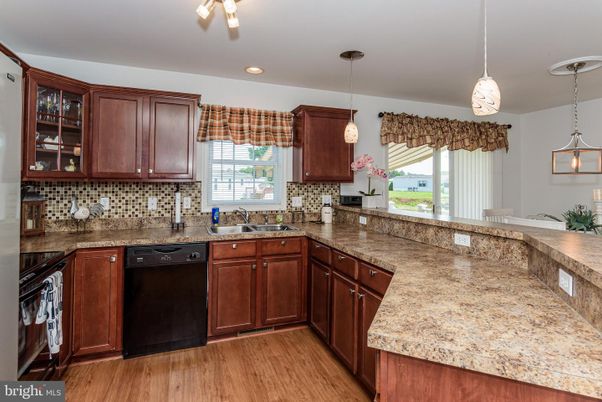 Interior, Kitchen, Pendant Lights, Recessed Lighting, Wood Texture Flooring