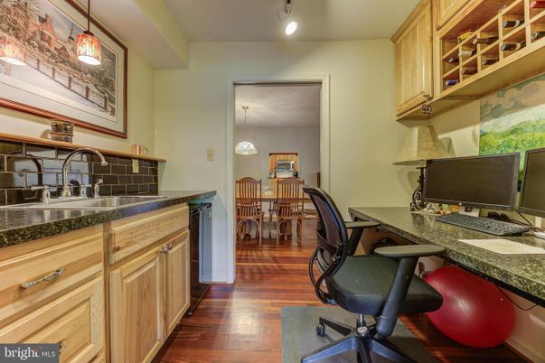 Home Office, Interior, Pendant Lights, Wood Texture Flooring