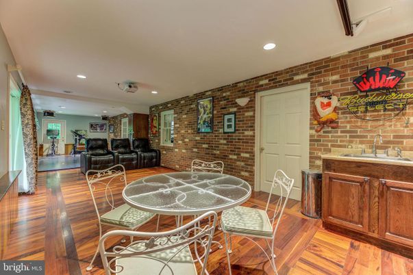 Interior, Recessed Lighting, Stone Walls, Wood Texture Flooring