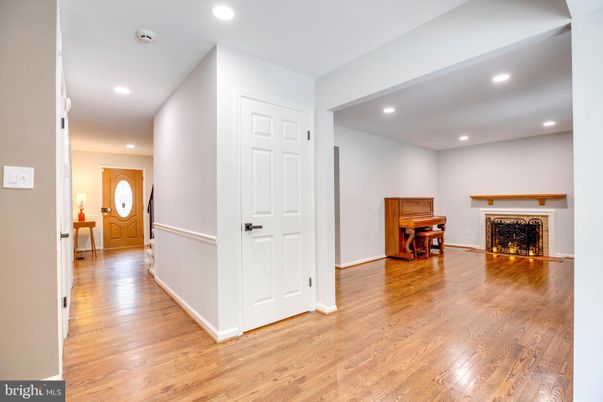 Fireplace, Interior, Recessed Lighting, Wood Texture Flooring