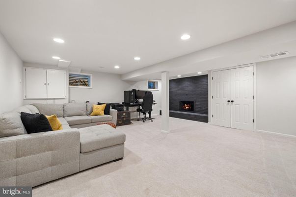 Fireplace, Home Office, Interior, Living room, Recessed Lighting