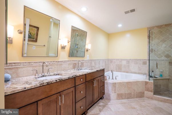 Bathroom, Dual Sink Vanities, Glass Shower, Interior, Recessed Lighting