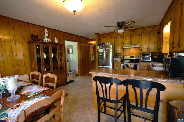 Dining room, Interior, Kitchen, Stainless Steel Appliances, Wooden Walls