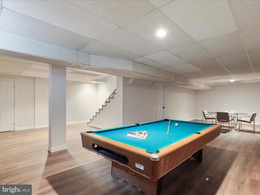 Billiard Table, Game Room, Interior, Recessed Lighting, Wood Texture Flooring