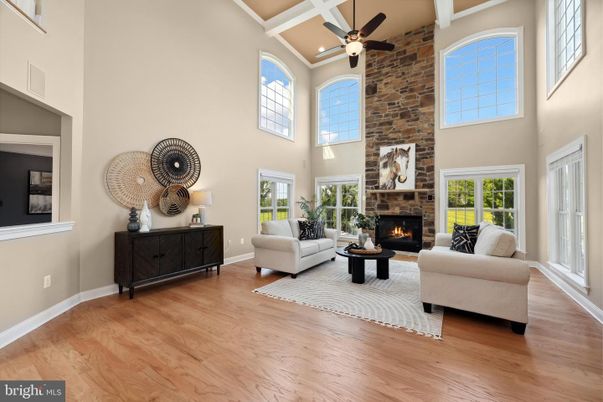 Fireplace, Interior, Living room, Stone Walls, Wood Texture Flooring