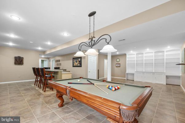 Billiard Table, Game Room, Interior, Pendant Lights, Recessed Lighting
