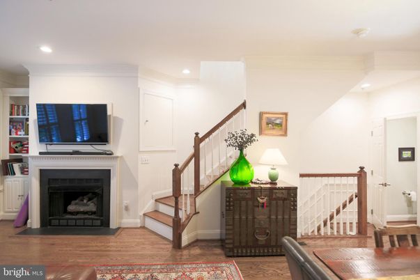Fireplace, Interior, Recessed Lighting, Wood Texture Flooring