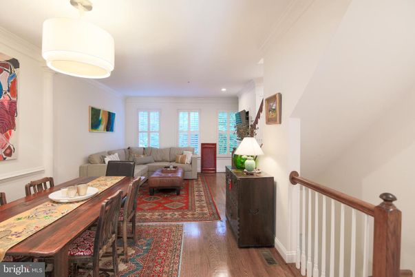 Dining room, Interior, Living room, Recessed Lighting, Wood Texture Flooring