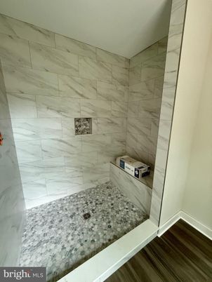 Bathroom, Interior, Marble Walls, Wood Texture Flooring