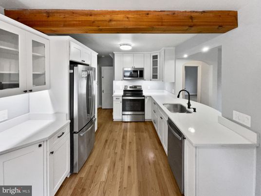 Interior, Kitchen, Stainless Steel Appliances, Wood Texture Flooring