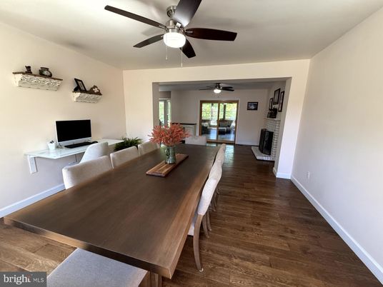 Dining room, Fireplace, Interior, Wood Texture Flooring