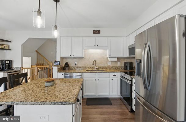 Interior, Kitchen, Pendant Lights, Stainless Steel Appliances, Wood Texture Flooring
