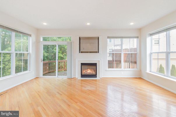 Empty room, Fireplace, Interior, Recessed Lighting, Wood Texture Flooring