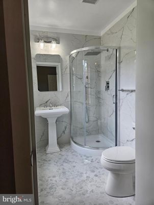 Bathroom, Glass Shower, Interior, Marble Walls