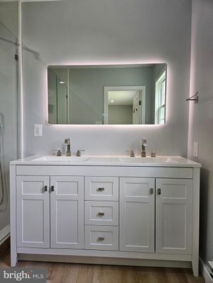 Bathroom, Dual Sink Vanities, Interior, Wood Texture Flooring