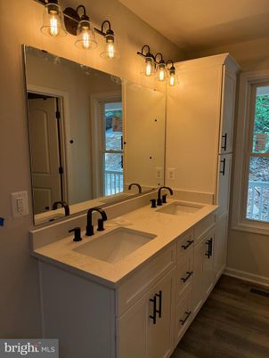 Bathroom, Dual Sink Vanities, Interior, Wood Texture Flooring