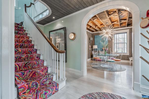 Chandelier, Interior, Recessed Lighting, Wooden Beams, Wooden Ceilings, Wood Texture Flooring