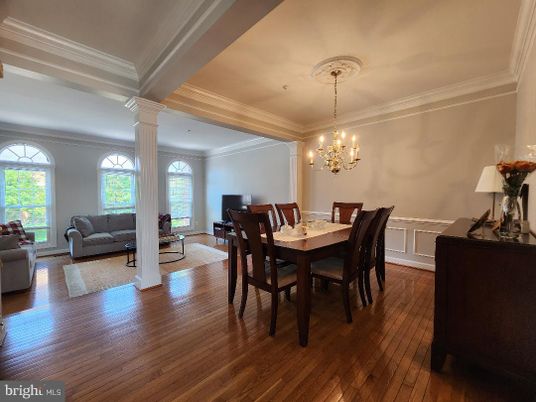 Chandelier, Dining room, Interior, Living room, Wood Texture Flooring