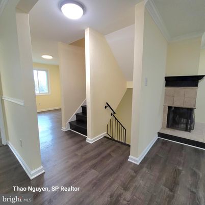 Empty room, Fireplace, Interior, Recessed Lighting, Wood Texture Flooring