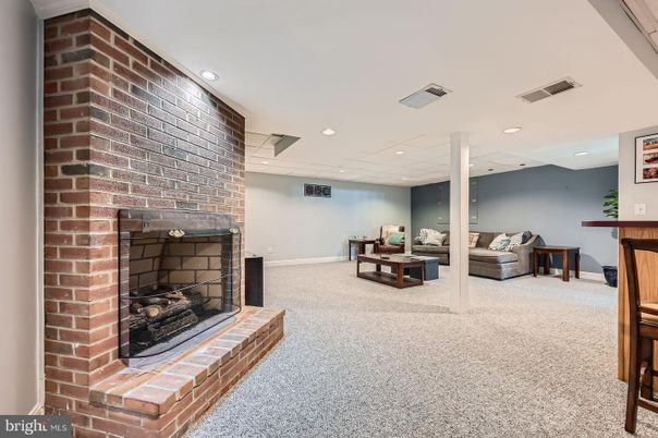 Fireplace, Interior, Recessed Lighting, Stone Walls