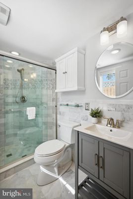Bathroom, Glass Shower, Interior, Marble, Recessed Lighting