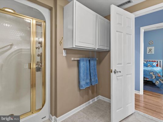Bathroom, Glass Shower, Interior, Wood Texture Flooring