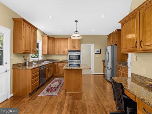 Interior, Kitchen, Pendant Lights, Recessed Lighting, Wood Texture Flooring