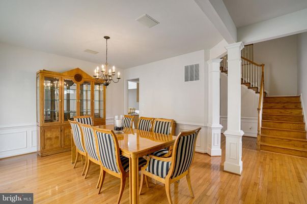 Chandelier, Dining room, Interior, Wood Texture Flooring