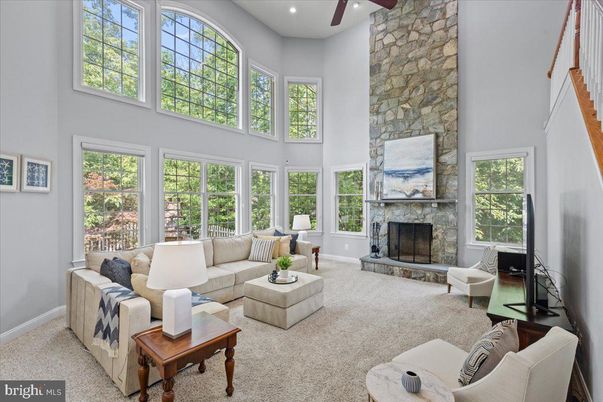 Fireplace, Interior, Living room, Recessed Lighting, Stone Walls, Sun Room