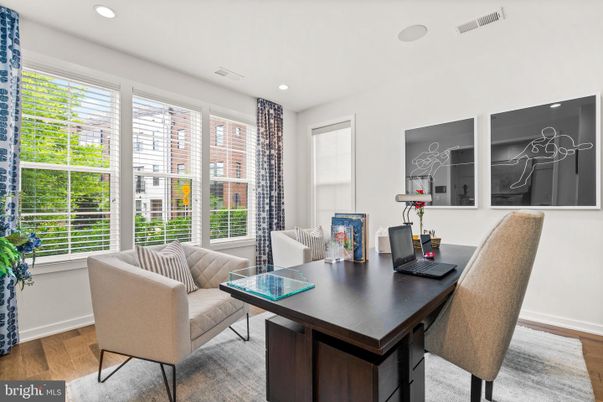 Home Office, Interior, Recessed Lighting, Wood Texture Flooring