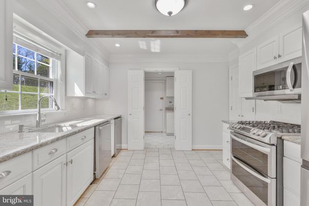 Interior, Kitchen, Recessed Lighting, Stainless Steel Appliances, Wooden Beams