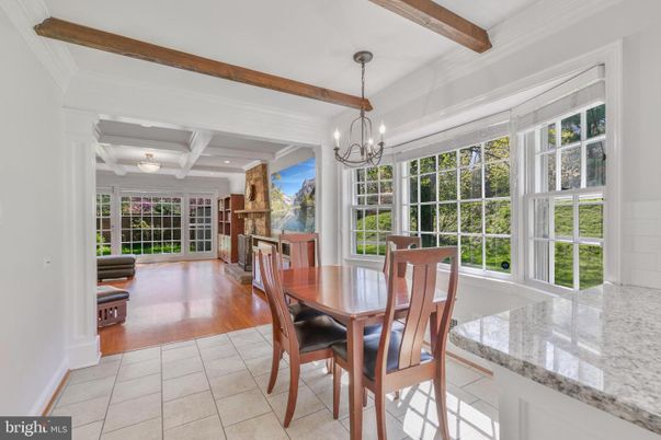 Chandelier, Dining room, Interior, Living room, Recessed Lighting, Wooden Beams, Wood Texture Flooring
