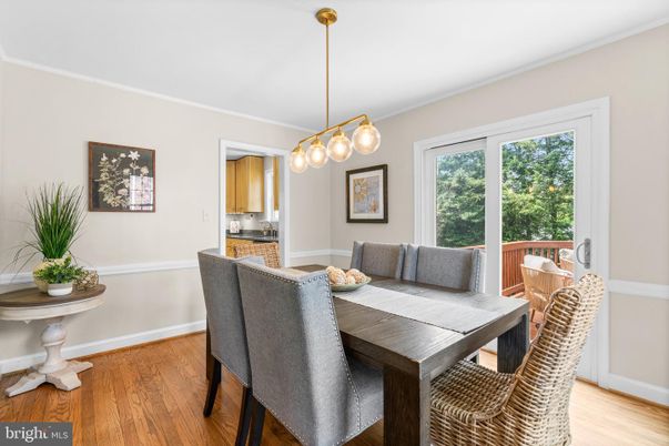 Dining room, Interior, Pendant Lights, Wood Texture Flooring