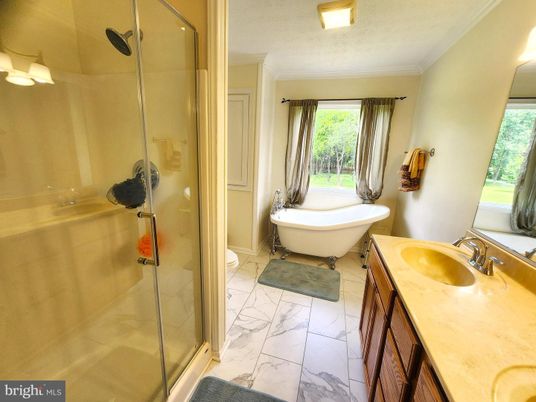 Bathroom, Free Standing Baths, Glass Shower, Interior, Marble