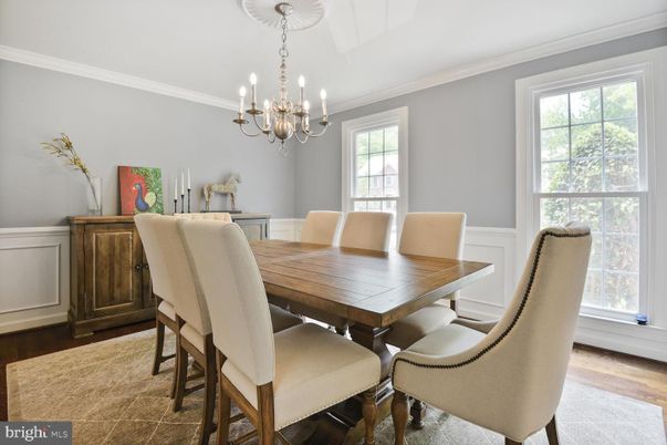 Chandelier, Dining room, Interior, Wood Texture Flooring