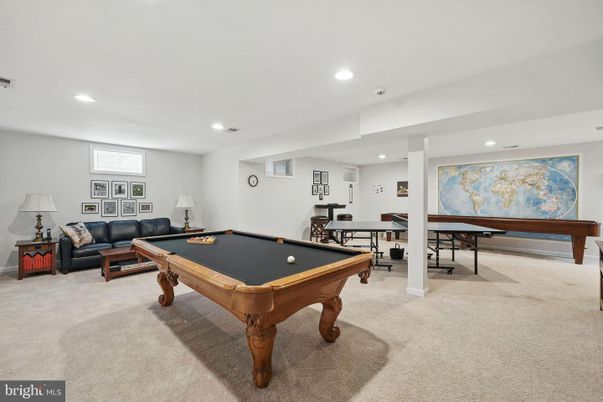 Billiard Table, Game Room, Interior, Recessed Lighting
