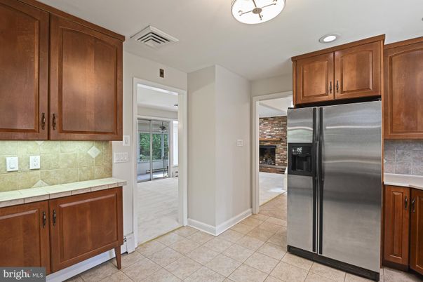 Fireplace, Interior, Kitchen, Recessed Lighting, Stainless Steel Appliances