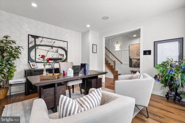 Home Office, Interior, Living room, Recessed Lighting, Wood Texture Flooring