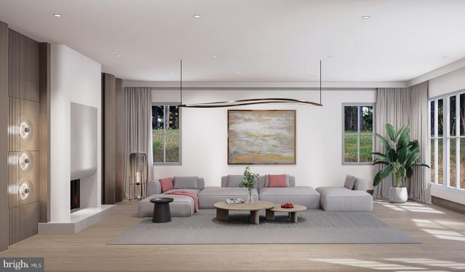 Interior, Living room, Pendant Lights, Recessed Lighting, Wood Texture Flooring