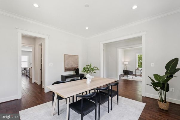 Dining room, Interior, Recessed Lighting, Wood Texture Flooring