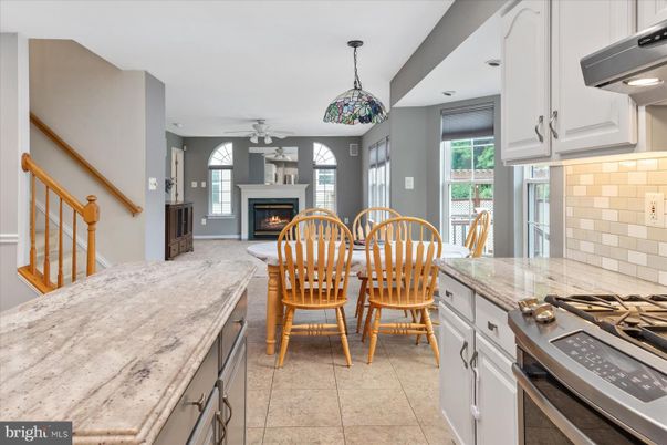 Dining room, Fireplace, Interior, Kitchen, Pendant Lights, Recessed Lighting