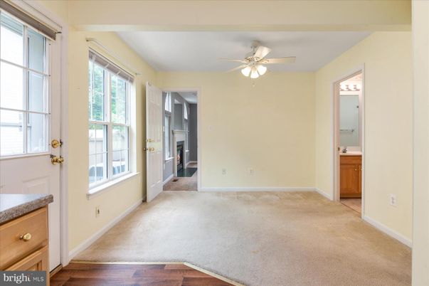 Bathroom, Empty room, Fireplace, Interior, Wood Texture Flooring