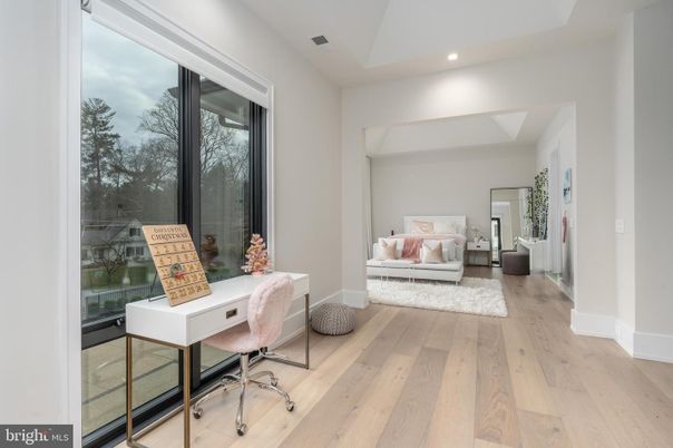 Bedroom, Home Office, Interior, Recessed Lighting, Wood Texture Flooring