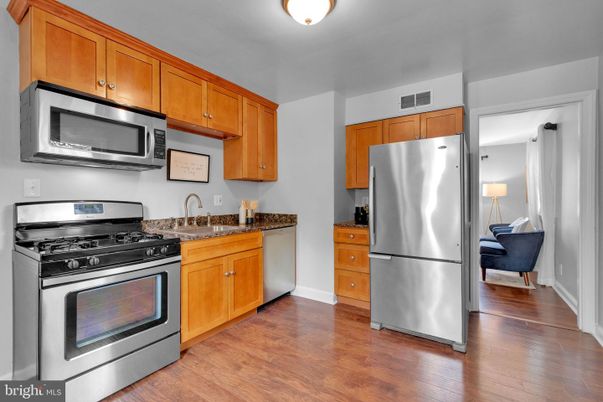Interior, Kitchen, Stainless Steel Appliances, Wood Texture Flooring