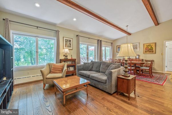 Dining room, Interior, Living room, Recessed Lighting, Wooden Beams, Wood Texture Flooring